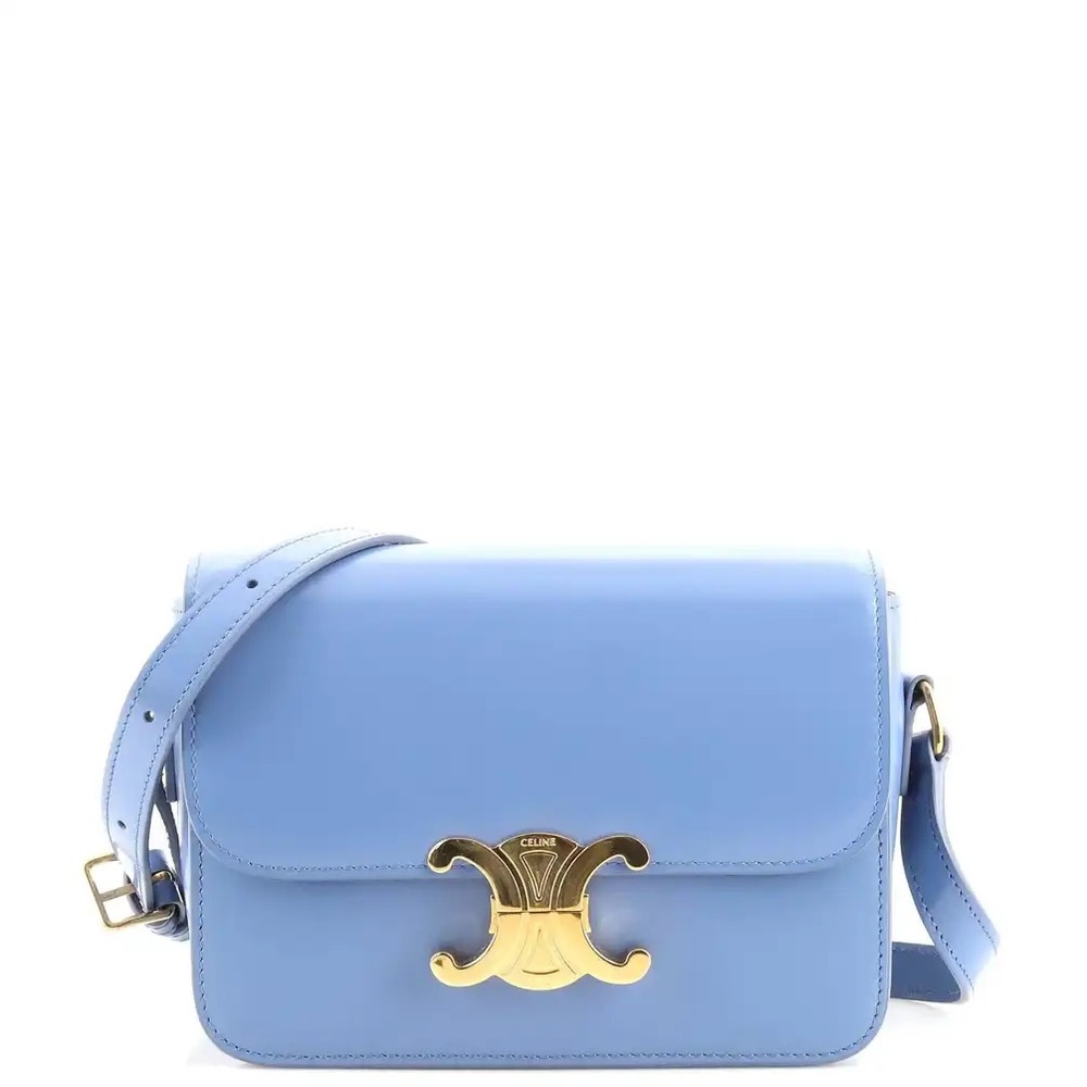 Celine Triomphe Shoulder Bag Smooth Calfskin Teen Blue